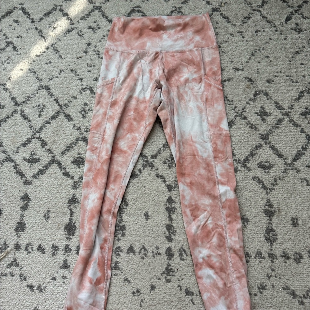 Aerie Pink and White Tie-Dye Leggings